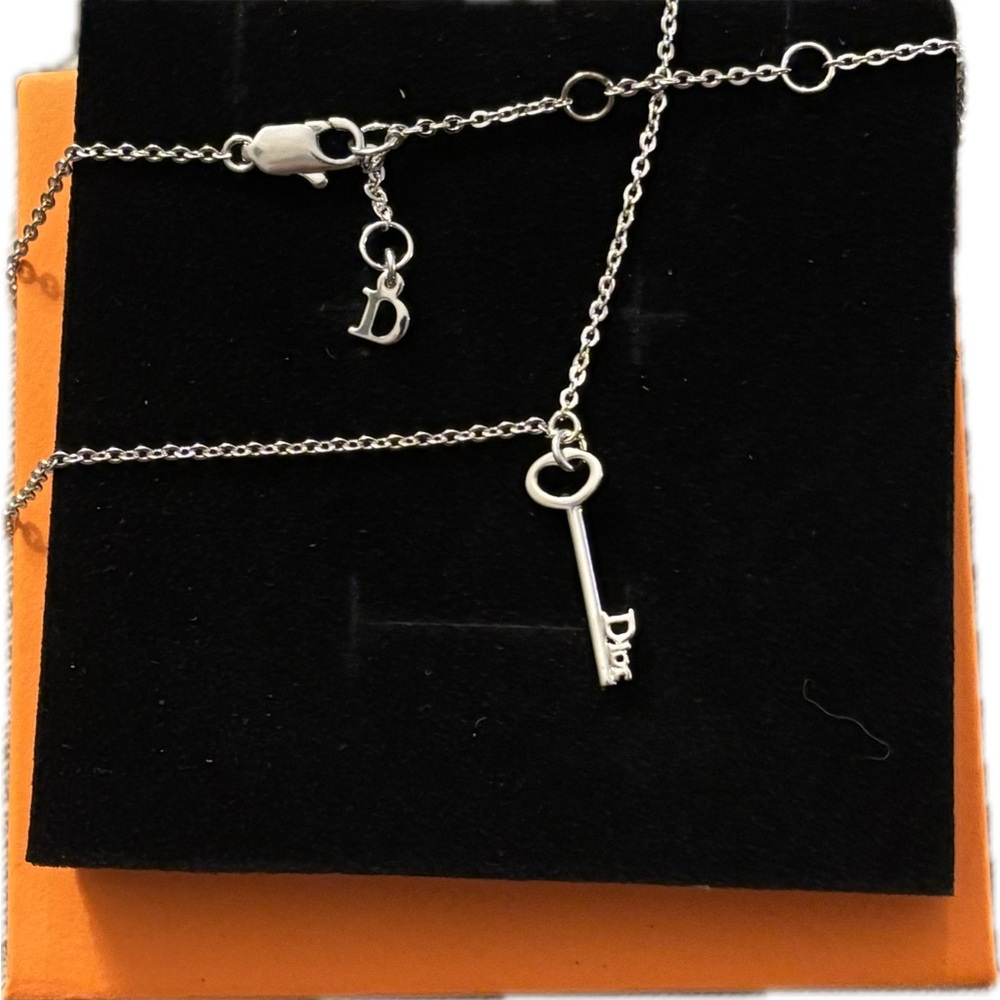 Rare Dior Silver Key Pendant Necklace